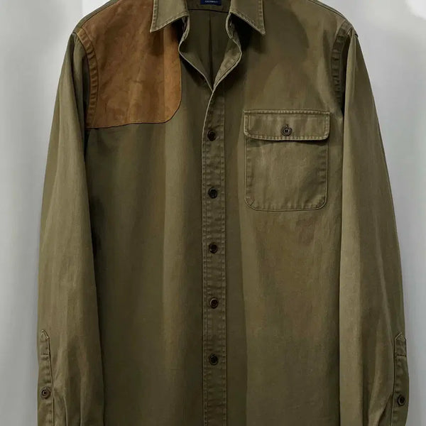 [BUNJANG] Polo Ralph Lauren Suede Campton Garment-Dyed Hunting Work Shirt / 폴로 랄프로렌 스웨이드 캠튼 올리브 가먼트다이 헌팅 워크 셔츠