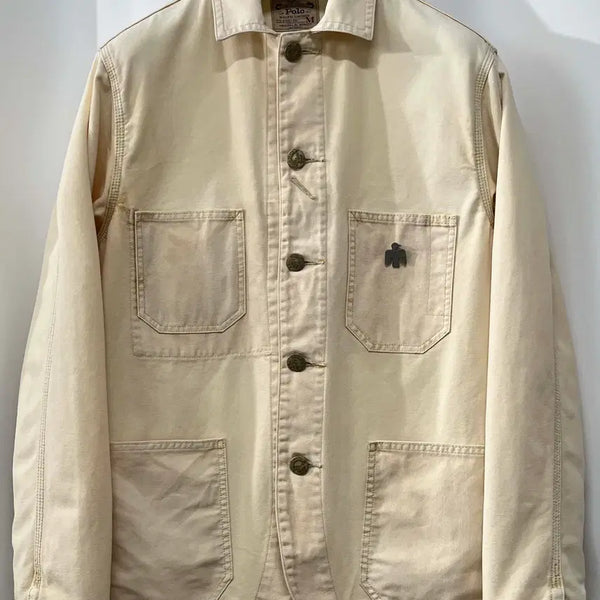 [BUNJANG] Polo Ralph Lauren Oatmeal Cream Fade Work Chore Utility Jacket / 폴로 랄프로렌 오트밀 크림 페이드 워크 초어 유틸리티 자켓