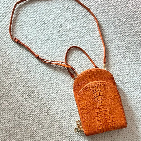 [BUNJANG] ZARMOI Orange Crocodile Pattern Crossbody Bag / 새상품/ZARMOI 오렌지 악어패턴 크로스백
