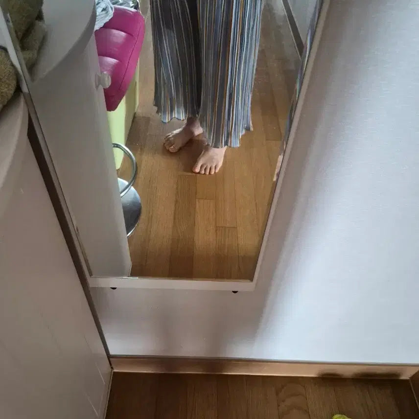 [BUNJANG] Striped Pleated Wide Pants / 줄무늬 플리츠 와이드 팬츠