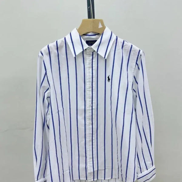 [BUNJANG] Ralph Lauren Women's 100% Linen Stripe Shirt / 랄프 여성 100% 린넨 스트라이프 셔츠