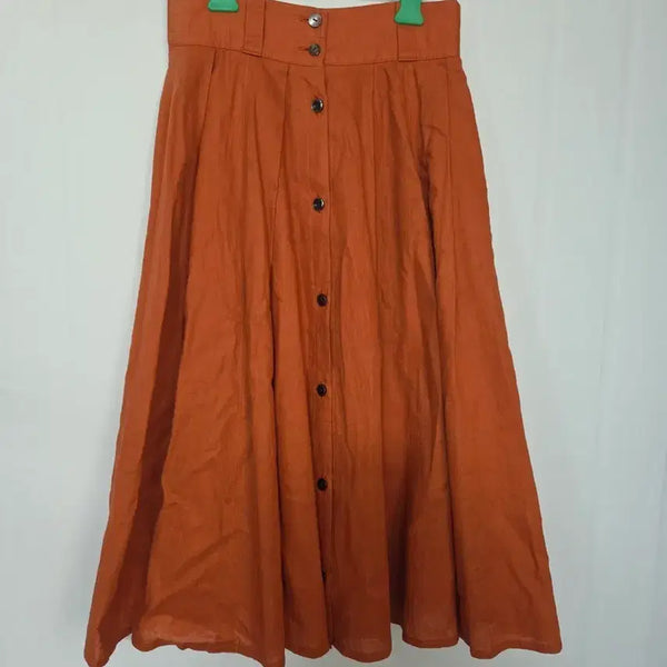 [BUNJANG] Orange Button Long Skirt / 오렌지색 버튼 롱 스커트 봉5