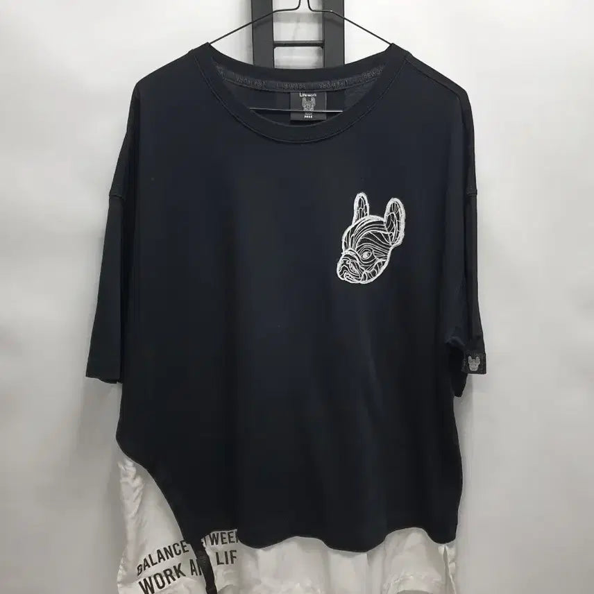 [BUNJANG] Lifework Layered Short Sleeve T-Shirt Black / 라이프워크 반팔 레이어드 티셔츠 블랙 f