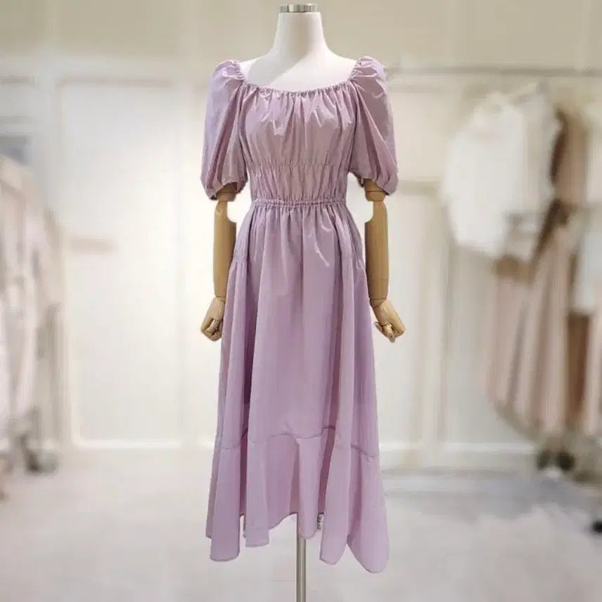 [BUNJANG] Zooc Puff Sleeve Square Neck Dress Violet 55 / [상태최상] 쥬크(zooc) 퍼프소매 스퀘어넥 원피스 (바이올렛, 55)
