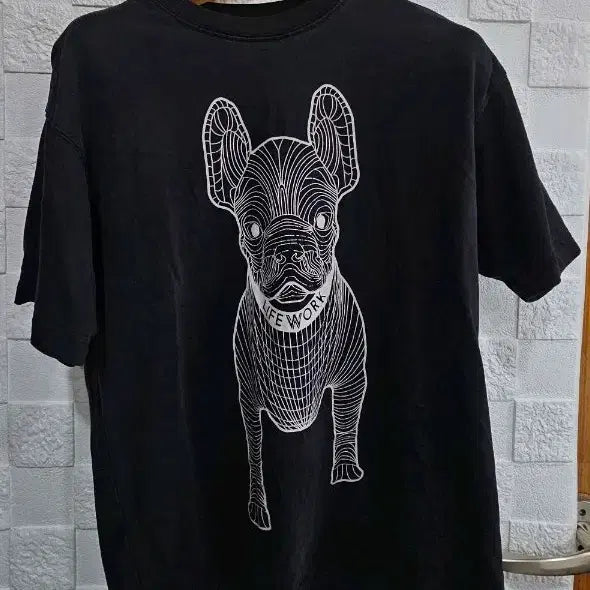 [BUNJANG] Lifework French Bulldog Short-Sleeve T-Shirt Black / (P)라이프워크 프렌치불독 반팔티 검정 S