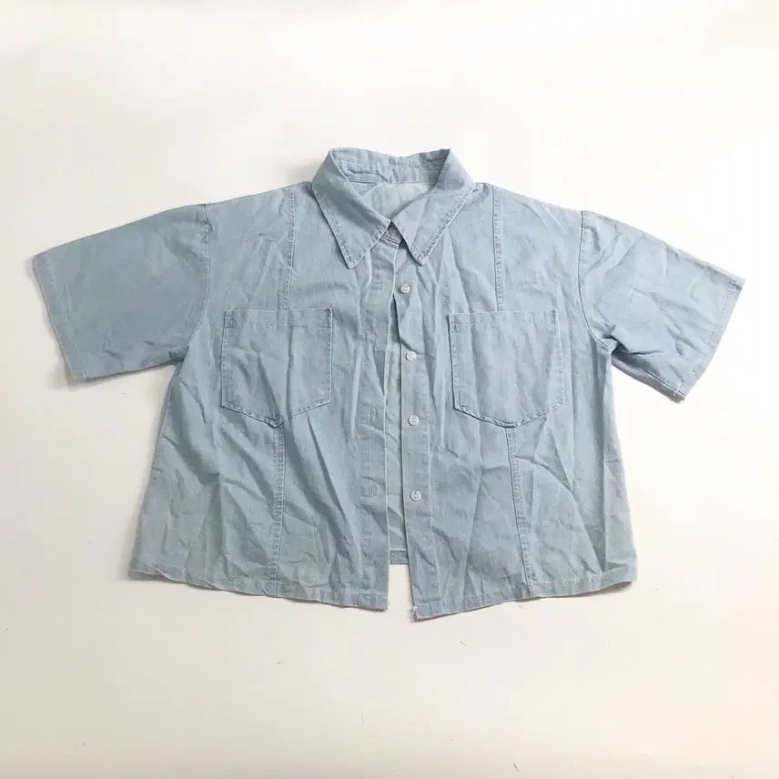[BUNJANG] Denim Short Sleeve Shirt / 데님 반팔 셔츠