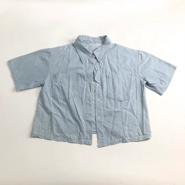 [BUNJANG] Denim Short Sleeve Shirt / 데님 반팔 셔츠