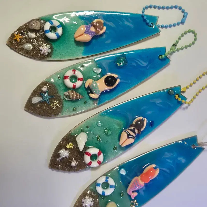 [BUNJANG] Handmade Resin Art Surfing Boat Keychain / 핸드메이드 레진아트 키링 서핑보트