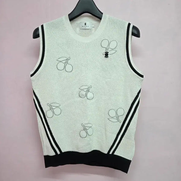 [BUNJANG] WIDE ANGLE Cherry Knit Vest Women's Size 95 / 여성 와이드앵글 체리 니트 조끼 95