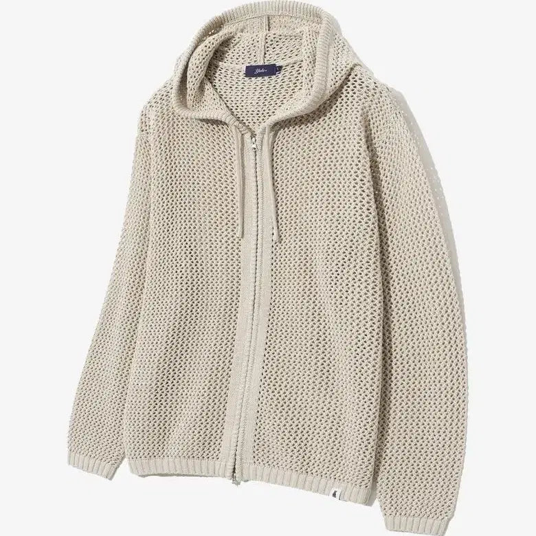 [BUNJANG] Yale Mesh Knit Hooded Zip-Up Beige S / S ) 예일 메쉬 니트 후드 집업 베이지