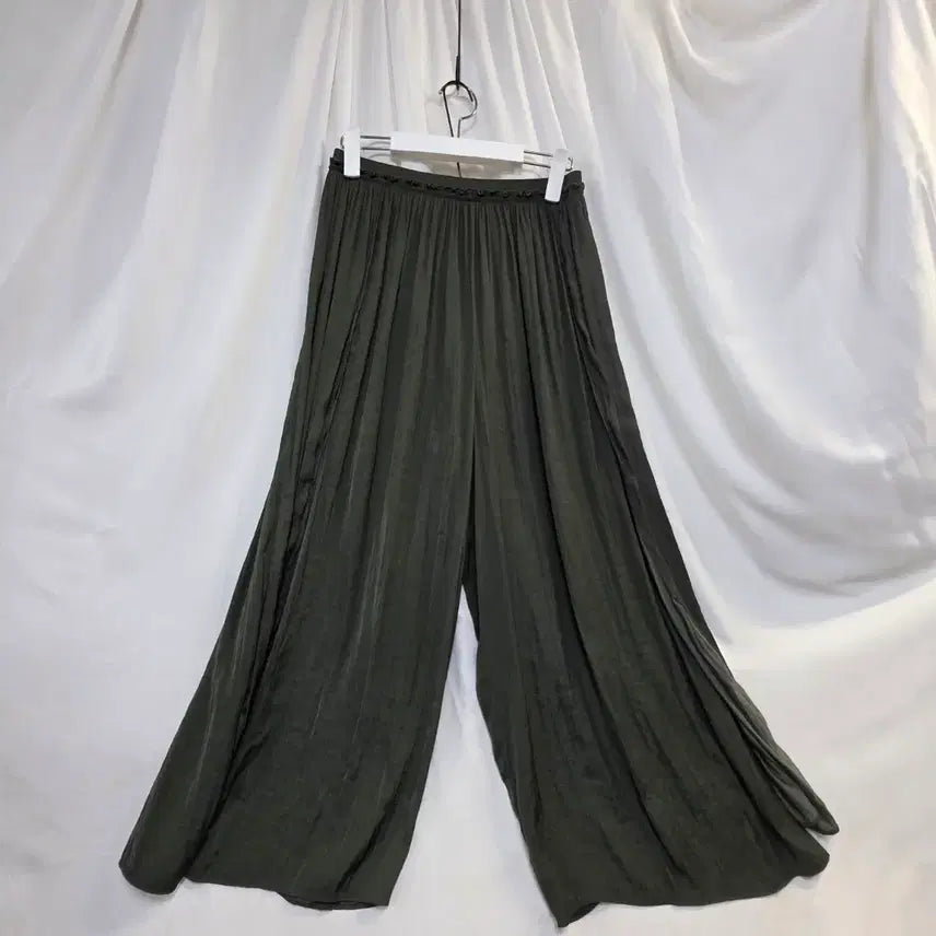 [BUNJANG] Pleated Wide Olive Pants / 플리츠 와이드올리브 팬츠74(66)