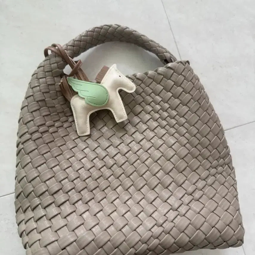 [BUNJANG] Weaving Tote Bag with Pouch Set / 위빙 도트백