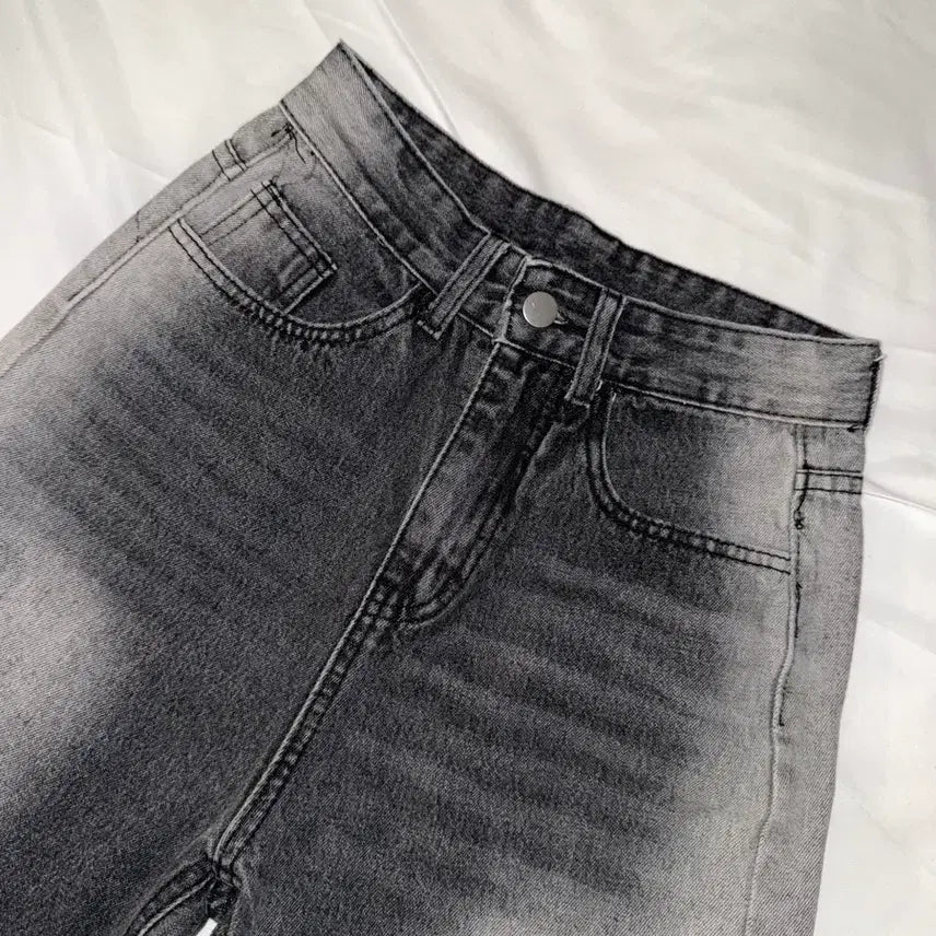 [BUNJANG] Gray Wide Denim Pants / 그레이 와이드 청바지
