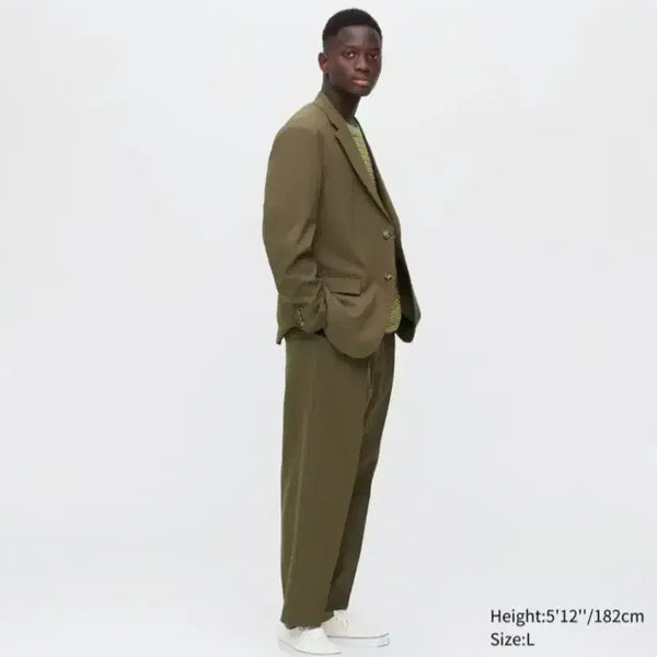 [BUNJANG] Uniqlo x MARNI Wide Fit Tuck Pants Olive Khaki L / 유니클로 마르니 콜라보 와이드 핏 턱 팬츠 바지 슬랙스 올리브카키 L