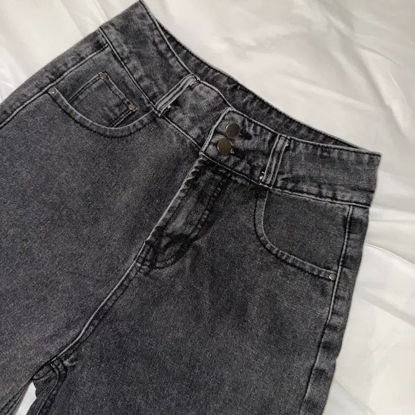 [BUNJANG] Black Denim Semi-Bootcut Jeans / 흑청 세미부츠컷 청바지