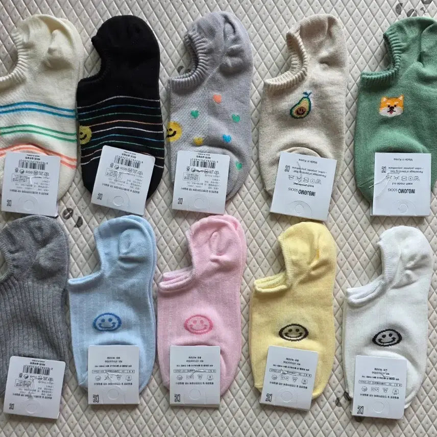 [BUNJANG] 10 Pairs Korean Made Non-Slip Ankle Socks / 국산 *덧신양말* 10컬레 *새제품 *