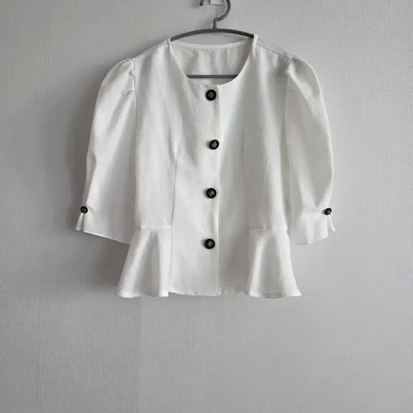 [BUNJANG] Muzak White Frill Puff Jacket / 무자크화이트 프릴 퍼프자켓