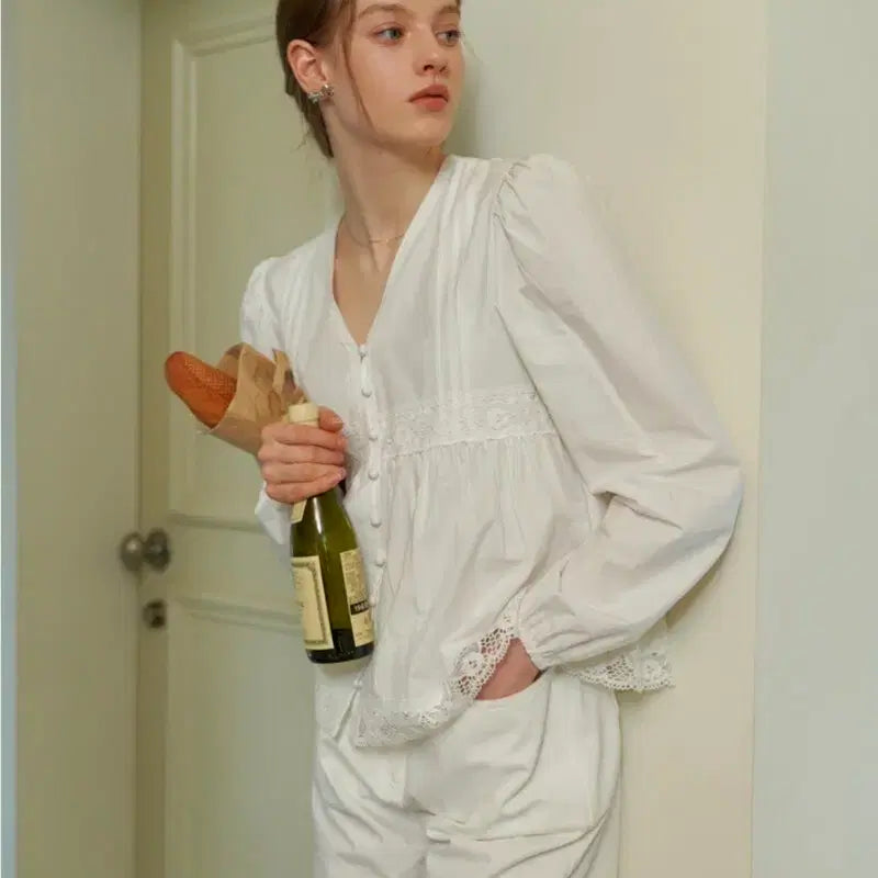 [BUNJANG] Riel Enough Lace Blouse (White) / [새상품] 리엘(re l) Enough lace blouse(white)