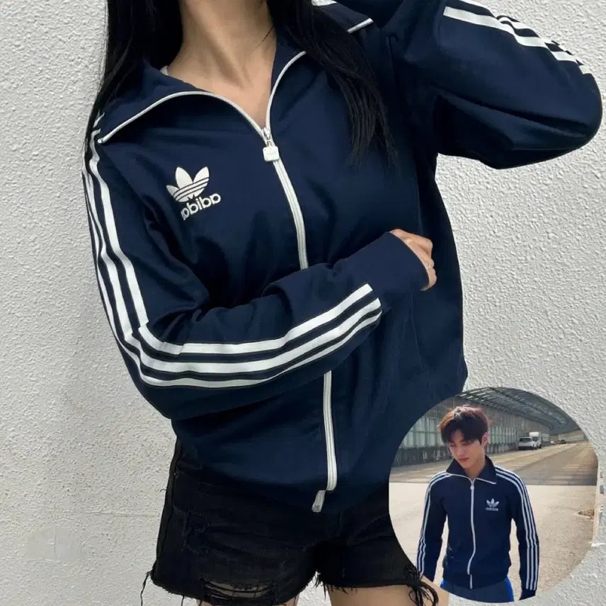 [BUNJANG] Adidas Europa White & Navy Track Top 100 / [코르티스 착용] 아디다스 유로파 화이트배색 네이비 트랙탑 100