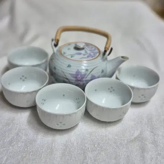 [BUNJANG] Vintage Tea Set with Teapot and 5 Cups / 빈티지 티 팟세트