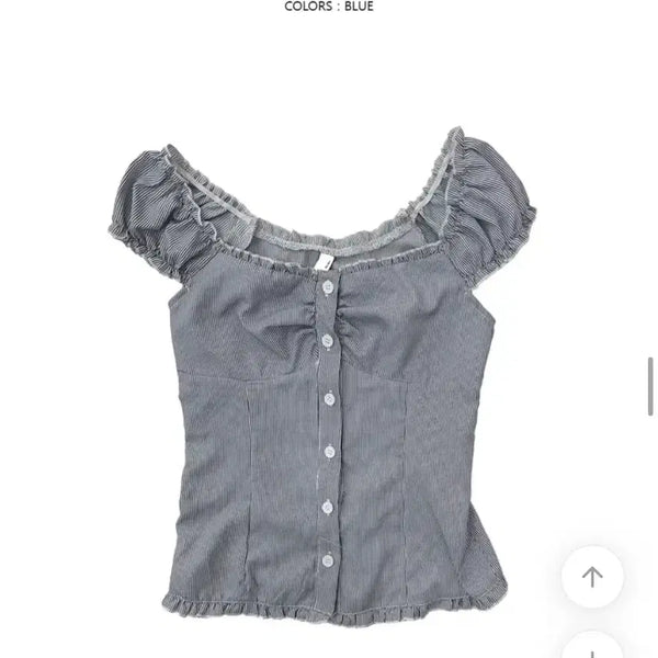 [BUNJANG] Ablley Blue Check Blouse (Free Size) / 에이블리 블루 체크 블라우스