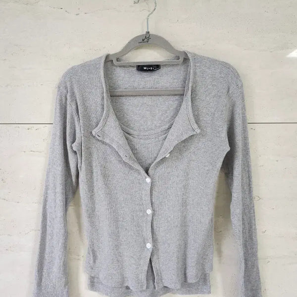 [BUNJANG] Sleeveless Cardigan Set / 끈나시 가디건 세트