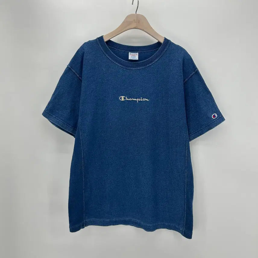 [BUNJANG] Champion Reverse Weave Indigo Short Sleeve T-Shirt / [Champion] 챔피온 리버스위브 인디고 반팔 티셔츠