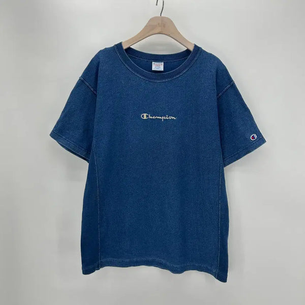 [BUNJANG] Champion Reverse Weave Indigo Short Sleeve T-Shirt / [Champion] 챔피온 리버스위브 인디고 반팔 티셔츠