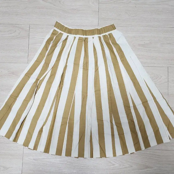 [BUNJANG] Striped Pleated Midi Skirt / 스트라이프 롱 스커트
