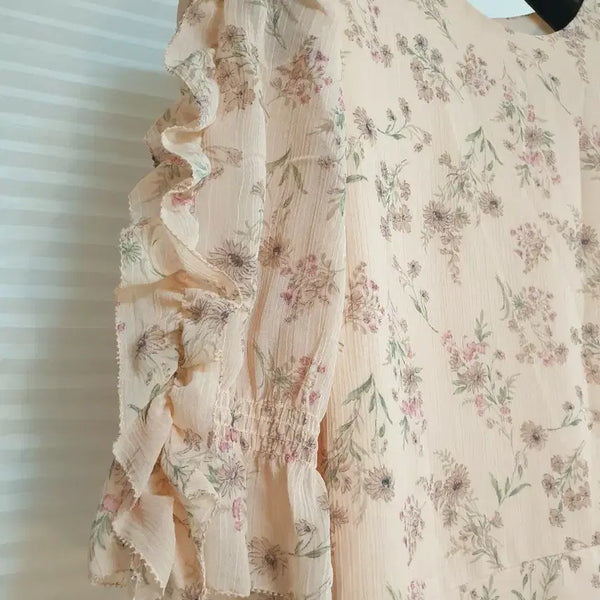 [BUNJANG] Ruffle Chiffon Flower Dress / (55) 프릴 쉬폰 플라워 원피스