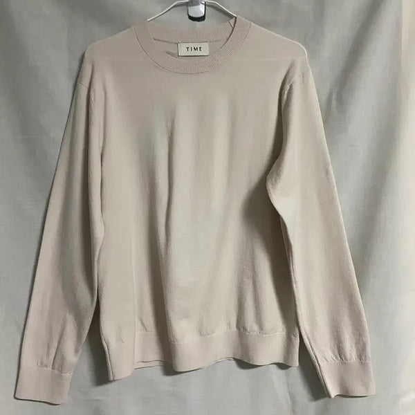 [BUNJANG] Time Homme 24FW Men's Round Neck Wool Knit (Beige, Size 95) / Time 타임 24FW 남성 라운드 울 니트 95