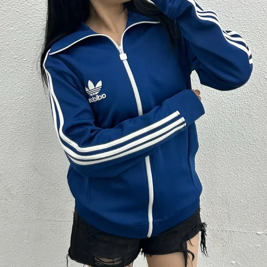 [BUNJANG] Adidas SPO White Line Deep Blue Track Top 105 / 아디다스 SPO 화이트라인 딥블루 트랙탑 105