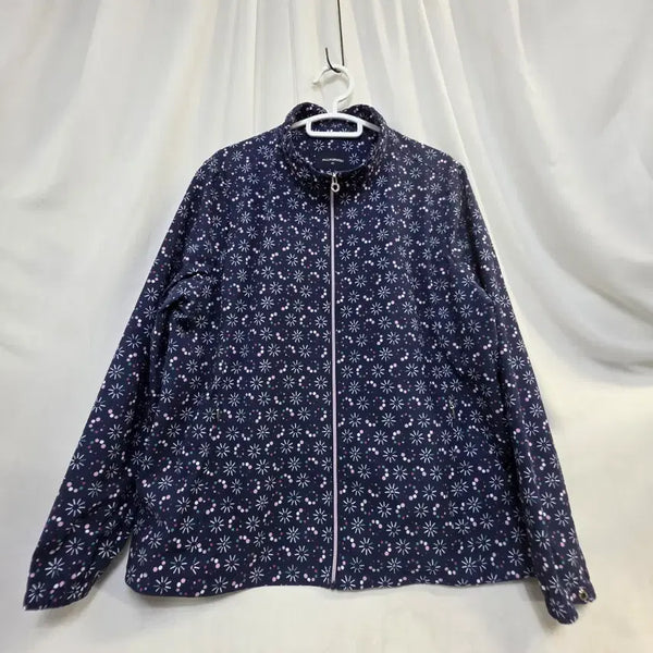 [BUNJANG] ALLURONOU Floral Zip-Up Jacket Navy (Size 105) / ALLURONOU 여성집업 꽃무늬네이비자켓 105