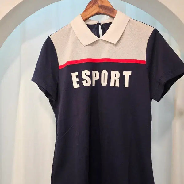 [BUNJANG] Elle Golf Women's Navy Golf T-Shirt with Red and White Accents / 엘르골프 티셔츠