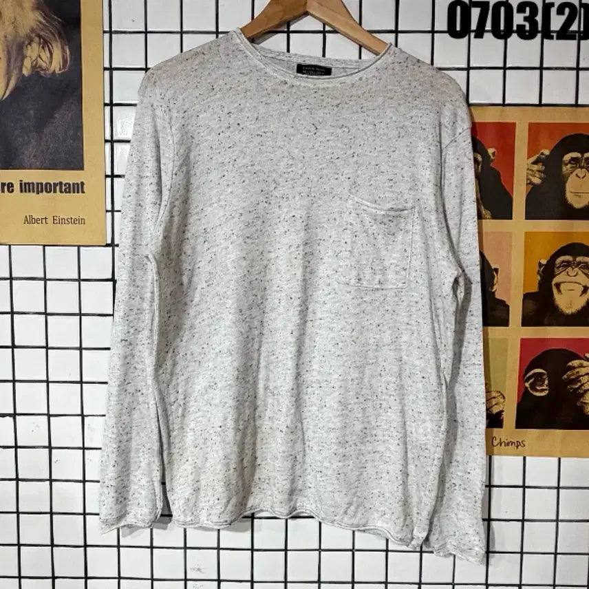 [BUNJANG] Zaraman Round Neck Long Sleeve T-Shirt Heathering L / 자라맨 라운드넥 긴팔티 헤더링 L 0703