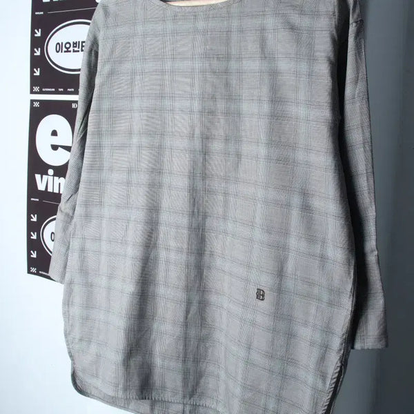 [BUNJANG] Beanpole Check Blouse Shirt Grey / W(M-L) 빈폴 셔츠 남방 블라우스 체크 그레이 놈코어-H34498