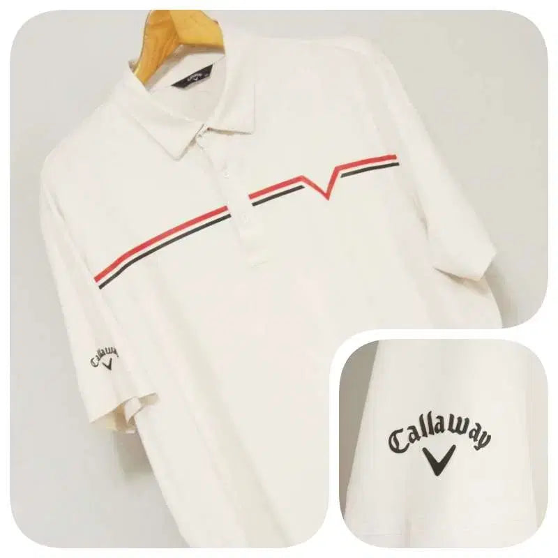 [BUNJANG] Callaway Men's White Functional Golf PK T-shirt / 캘러웨이 화이트 기능성 골프  PK티셔츠 남성110