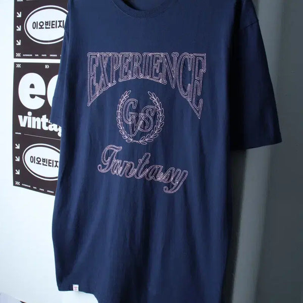 [BUNJANG] KABISH Big Logo Stitch Short Sleeve T-Shirt Navy L-XL / (L-XL) 카비시 반팔 티셔츠 빅로고 스티치 네이비 스트릿-H34508