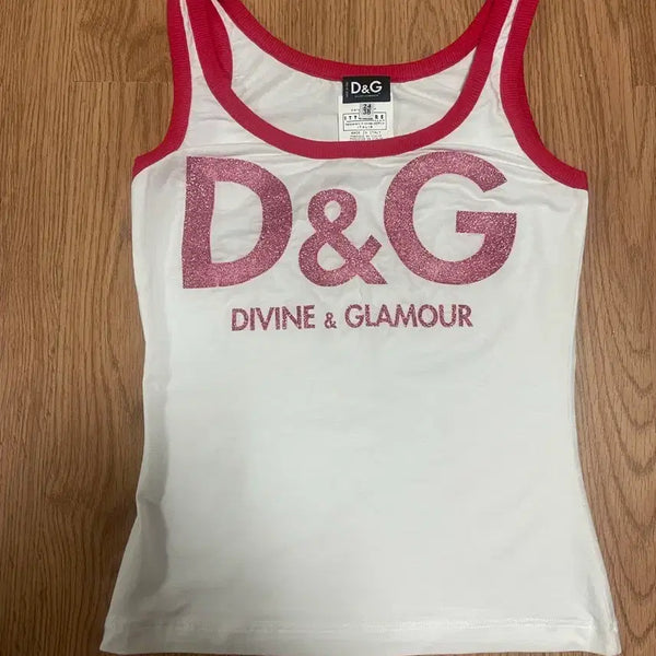 [BUNJANG] Dolce & Gabbana D&G Pink Glitter Tank Top / 돌체앤가바나 D&G 핑크 글리터 나시 민소매