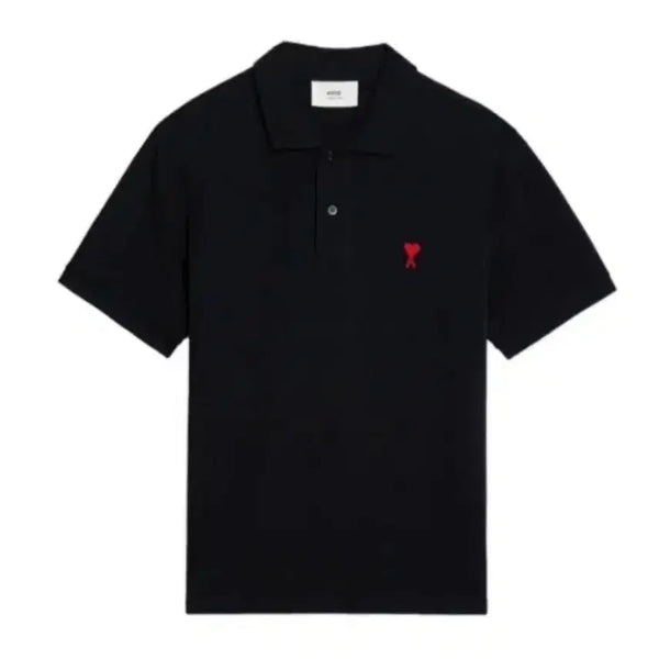 [BUNJANG] AMI Heart Logo Short-Sleeve Polo Shirt Black / 아미 하트 로고 반팔 카라티 블랙