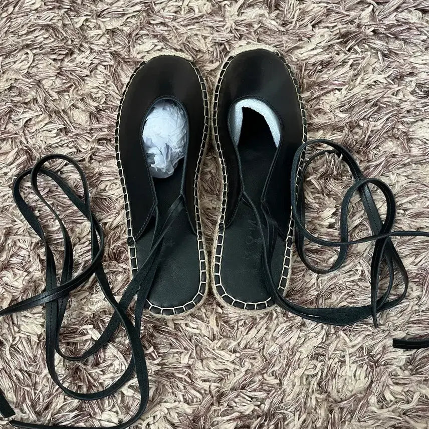 [BUNJANG] Black Lace-Up Espadrilles (Size 235) / 새상품  235 검정 레이스업 에스파듀