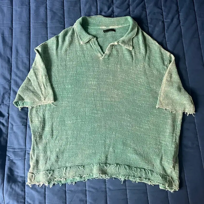 [BUNJANG] Zara Washed Knit Polo T-shirt / 자라 워싱 니트 폴로반팔