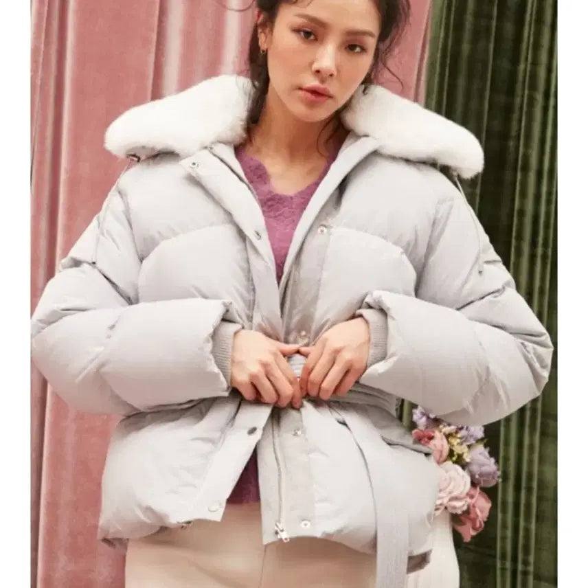 [BUNJANG] LAP Faux Fur Collar Short Down Padding Jacket / 랩(LAP) 퍼 카라 숏 다운 패딩