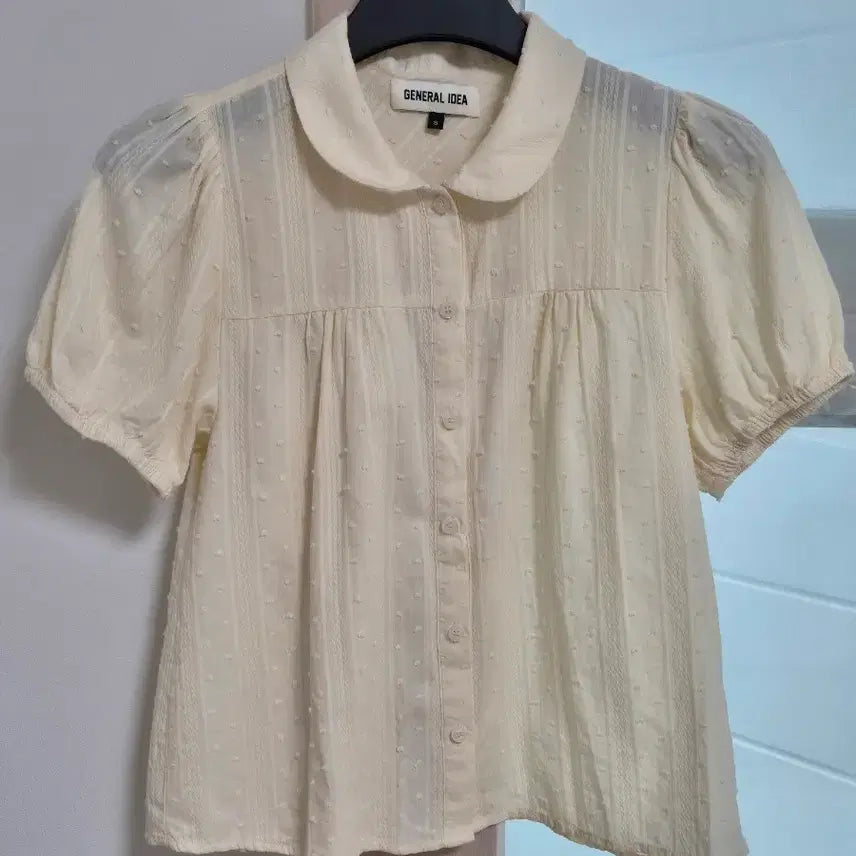 [BUNJANG] General Idea Round Collar Puff Blouse - Cream / 제너럴아이디어 라운드 카라 퍼프 블라우스 크림색