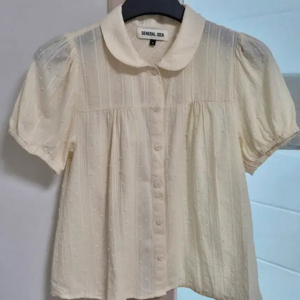 [BUNJANG] General Idea Round Collar Puff Blouse - Cream / 제너럴아이디어 라운드 카라 퍼프 블라우스 크림색