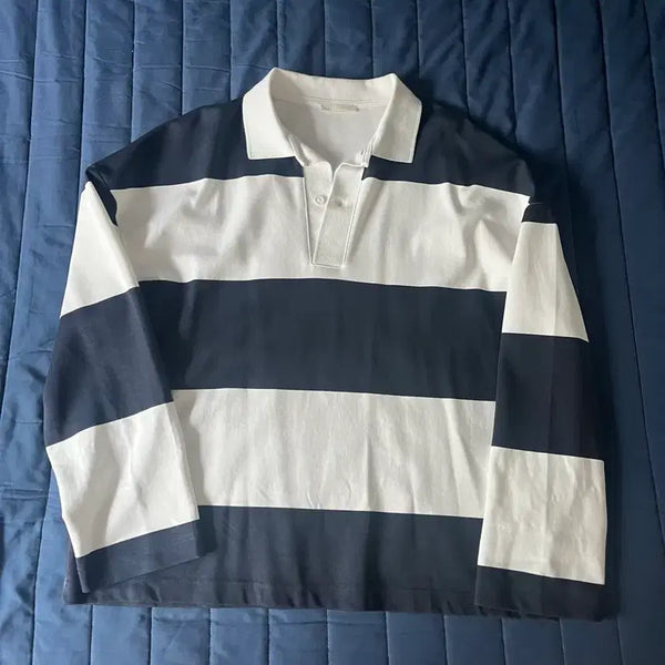 [BUNJANG] ZARA Striped Polo T-Shirt / 자라 스트라이프 폴로 티셔츠