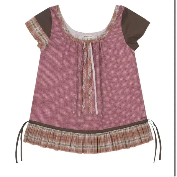 [BUNJANG] Strap Shirring Blouse - Brown / STRAP SHIRRING BLOUSE BROWN