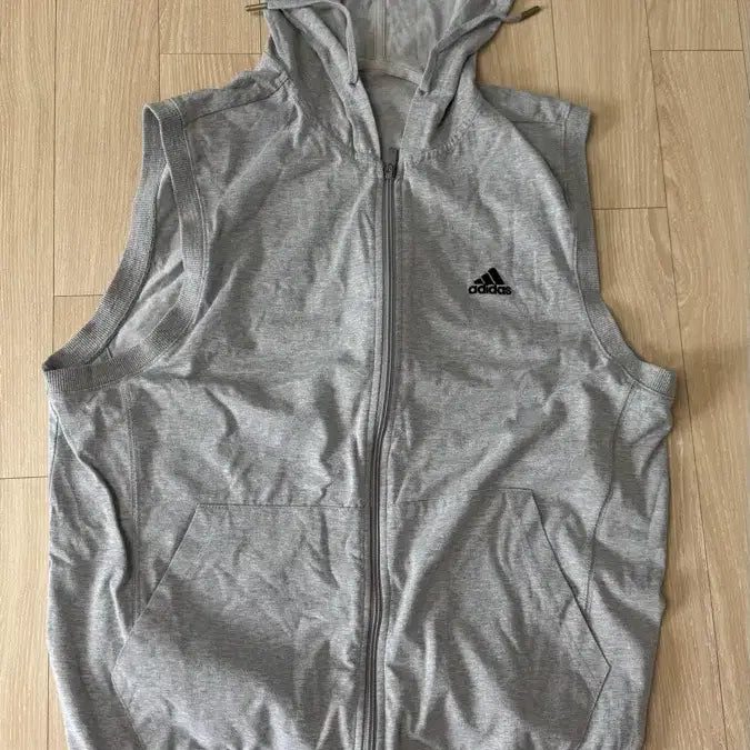 [BUNJANG] Adidas Hoodie Vest Gray L / 아디다스 후드 조끼 그레이 L사이드