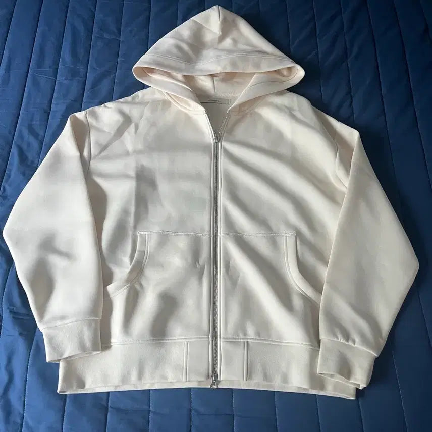 [BUNJANG] HACKAPAREL Ivory Oversized Hoodie Zip-Up / 하크어패럴 아이보리 후드집업