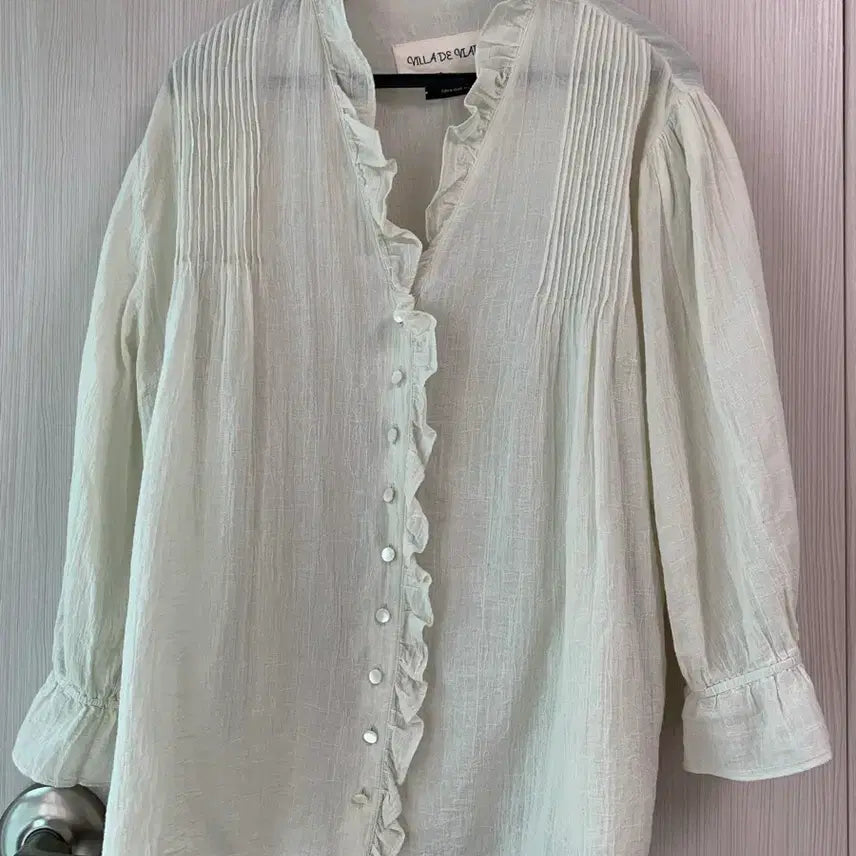 [BUNJANG] Via Plain Frill Blouse Lime Sorbet / 비아플레인 프릴 블라우스 라임소르베